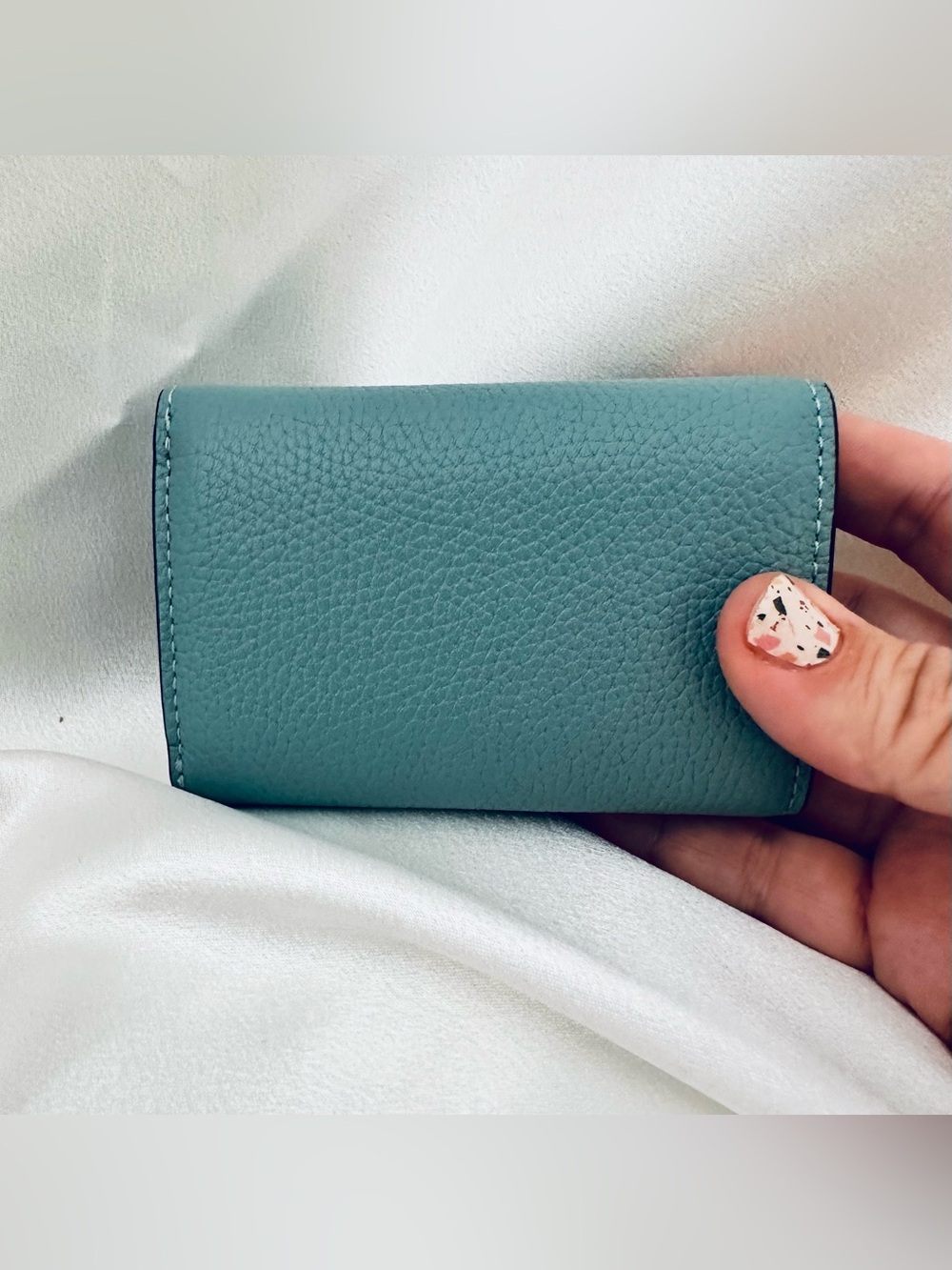 Coach Teal Pebble Leather Small Wallet with Silver 'C' Logo - Picture 2 of 9